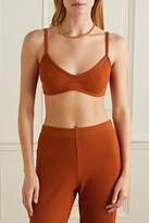 Thumbnail for your product : Leset Alex Ribbed-knit Soft-cup Bralette - Brick - x small