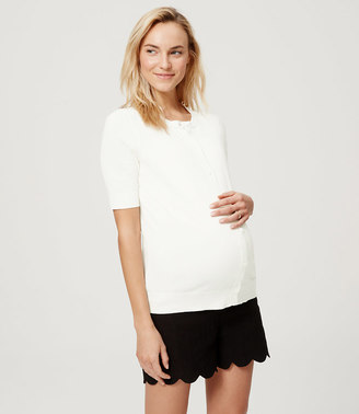 LOFT Maternity Short Sleeve Cotton Cardigan