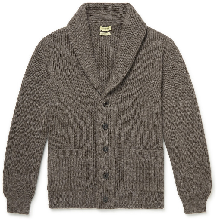 De Bonne Facture Shawl-Collar Ribbed Alpaca And Wool-Blend Cardigan - ShopStyle