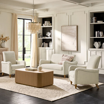 Winston Porter Terren 3-Piece Farmhouse Living Room Set with Solid Wood Spindle Legs