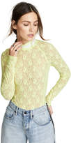 Thumbnail for your product : Alexander Wang Alexanderwang.T Stretch Lace Long Sleeve Bodysuit