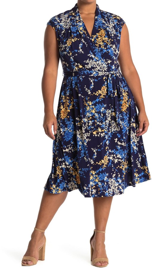 navy blue and yellow plus size dress