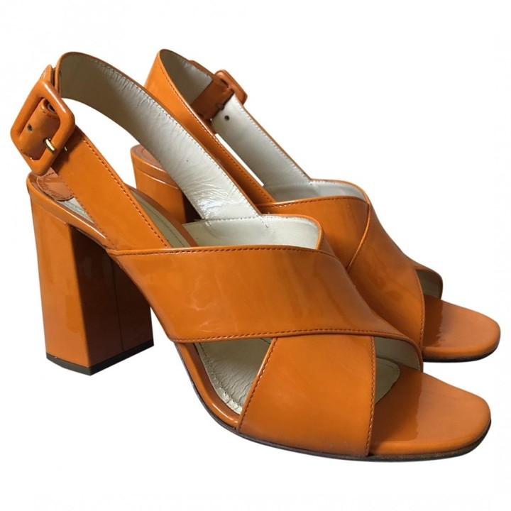 orange patent leather sandals