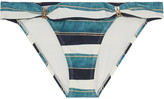 Thumbnail for your product : Vix Paula Hermanny Bia Ruched Striped Low-rise Bikini Briefs