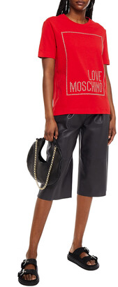 Love Moschino Studded Cotton-jersey T-shirt