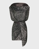 Thumbnail for your product : Halston Tyler Draped Cap-Sleeve Sequin Mini Dress