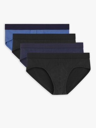 John Lewis ANYDAY Stretch Cotton Briefs, Pack of 4, Blue/Black - ShopStyle