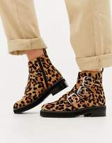 Thumbnail for your product : Office Artillery chunky leopard three buckle boots
