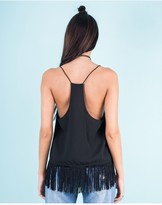 Thumbnail for your product : Missy Empire Ada Black Tassel Cami Top