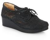 Thumbnail for your product : Robert Clergerie Old Lace-Up Raffia Platform Loafers
