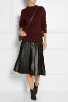 Thumbnail for your product : Burberry Pleated leather and silk-chiffon midi skirt