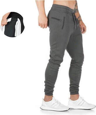YawYews Mens Tracksuit Bottoms Joggers - Sweat Pants Jogging Bottom Sports  Athletic Zip Pockets Black S : : Fashion