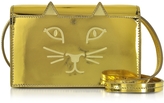 Thumbnail for your product : Charlotte Olympia Feline Metallic Leather Purse