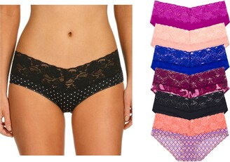 Undies.com Women's Microfiber Hipster with Lace 6 Piece Underwear