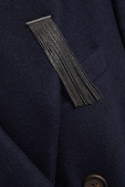 Thumbnail for your product : Brunello Cucinelli Double-breasted Bead-embellished Cashmere-felt Coat