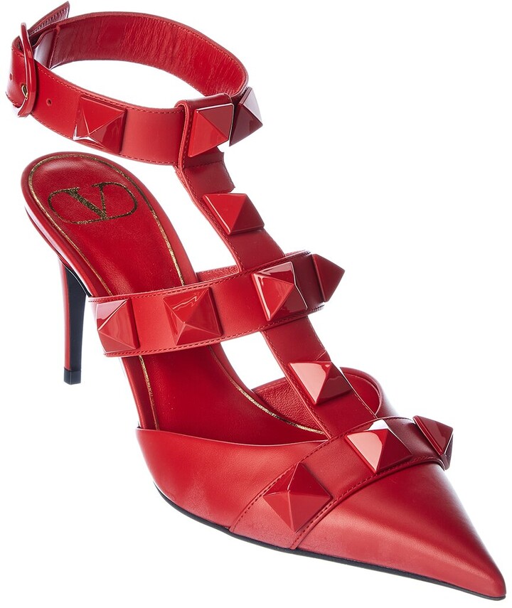 red ankle strap heels