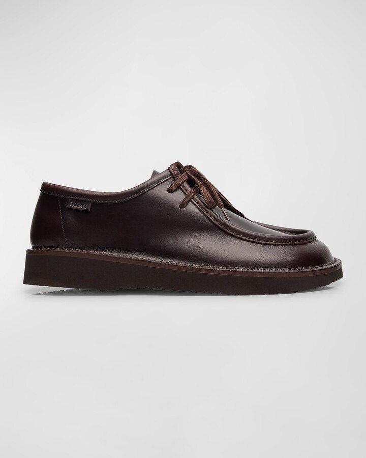 Loewe Men's Faro Moc-Toe Leather Derby Shoes