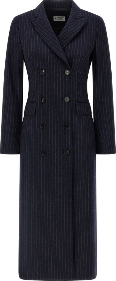 Alberto Biani Double-Breasted Pinstripe Coat