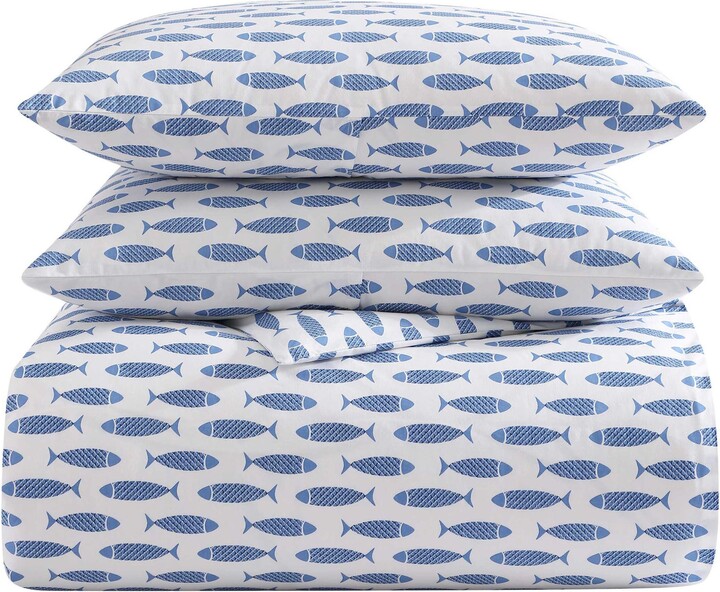 Fish Cotton Percale Duvet Set