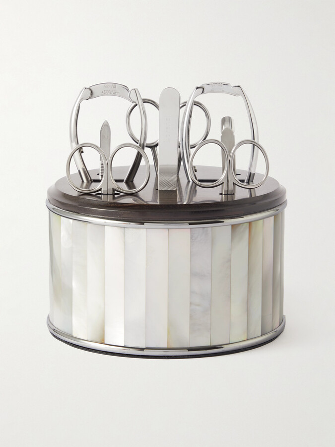 Lorenzi Milano Mother-of-Pearl and Stainless Steel Manicure Set
