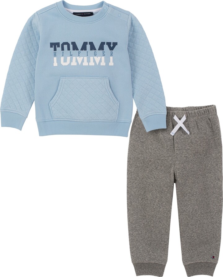 Tommy Hilfiger Baby Boys Quilted Neck Pullover and Heather Joggers, 2 Piece Set - ShopStyle