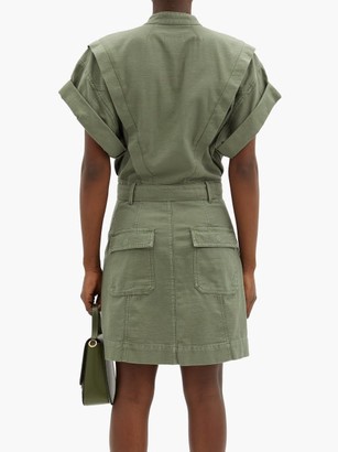 Frame Patch-pocket Belted Cotton Shirt Dress - Khaki