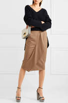 Thumbnail for your product : Max Mara Draped Pinstriped Wool-blend Pencil Skirt