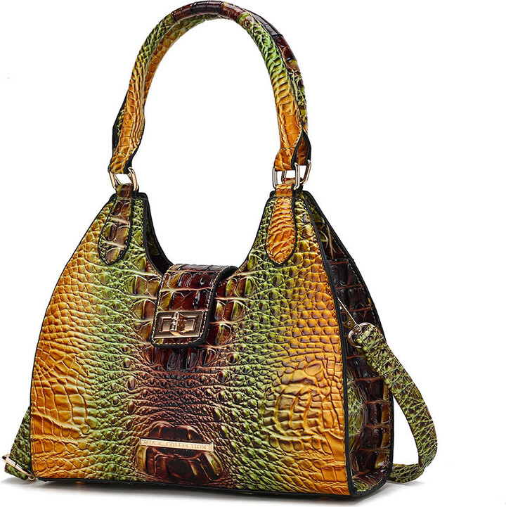 Ava Gradient Rainbow Faux Crocodile-Embossed Vegan Leather Women's Tote by Mia K
