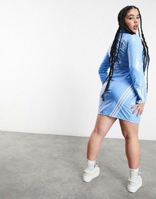 Ivy Park adidas x Plus zip through latex dress in light blue