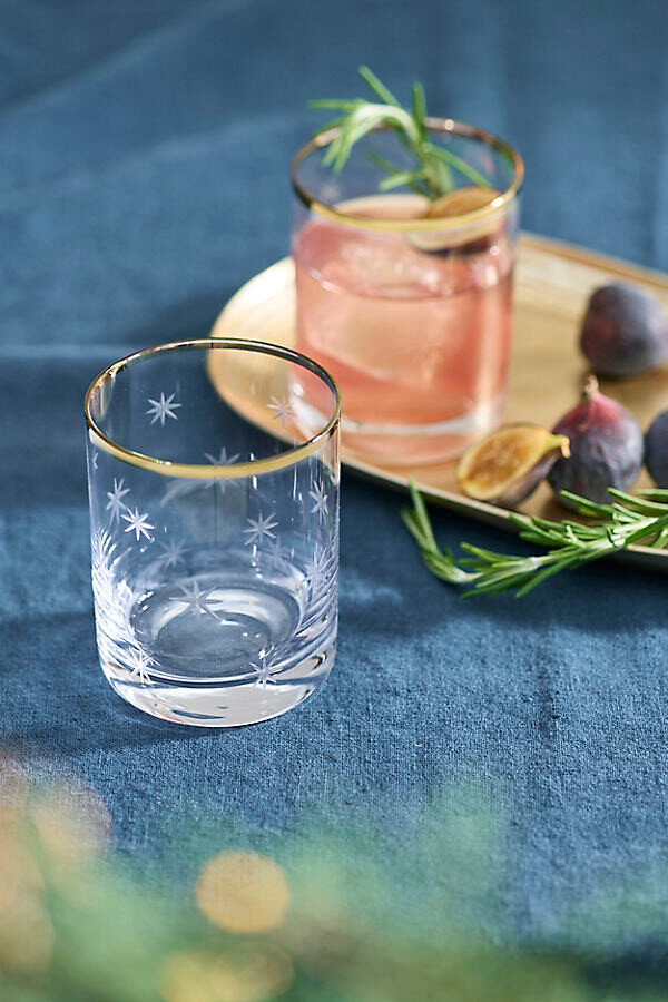 Starry Gold Rim Double Old Fashioned Glasses