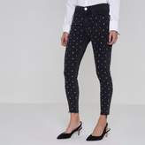 Thumbnail for your product : River Island Womens Petite grey Amelie studded super skinny jeans