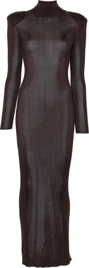 Self-Portrait Turtleneck Shoulder-Padded Dress