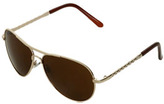 Thumbnail for your product : Wet Seal WetSeal Braided Temple Aviator Sunglasses Gold