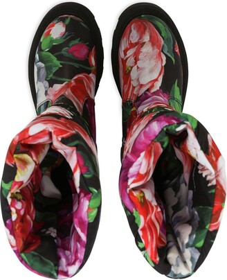 Dolce & Gabbana Children Floral-Print Padded Boots
