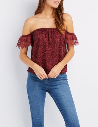 Charlotte Russe Lace Off-The-Shoulder Top