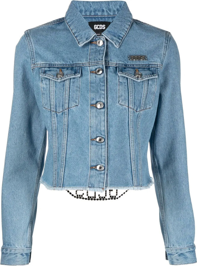 GCDS LogoPlaque Cropped Denim Jacket - Main Image