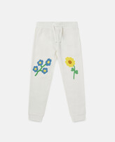 Thumbnail for your product : Stella McCartney Flower Embroidered Cotton Fleece Joggers, Woman, White
