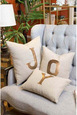A&B Home 3 Piece JOY Cotton Linen Throw Pillow Set