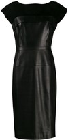 Thumbnail for your product : Gucci Pre-Owned 1990s Leather And Silk Fitted Dress