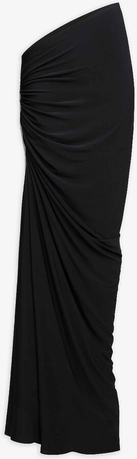 Soft jersey draped black skirt