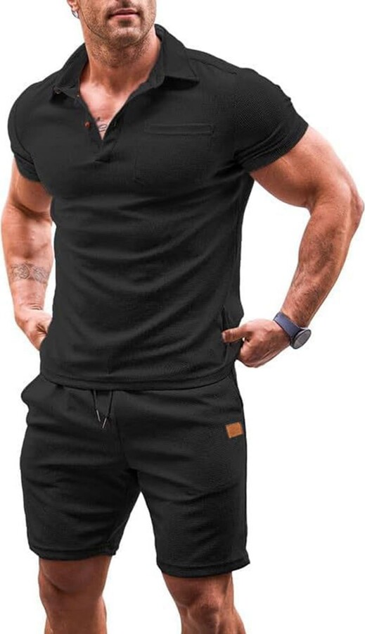 Polo Shirt Sweat Suit Short Set POLO NECK T-SHIRT+SHORTS SIMPLE