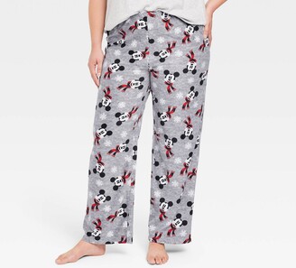 Women's Plus Size Holiday Mickey Mouse Fleece Matching Family Pajama Pants  - Gray 1X - ShopStyle