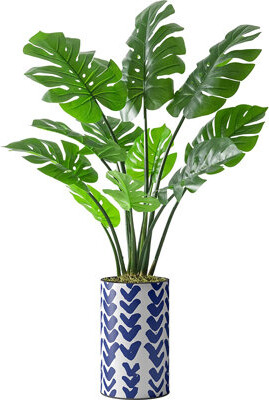 SIGNLEADER Artificial Tree In Modern Planter, Fake Monstera Silk Tree Home Decoration (Plant Pot Plus Tree)