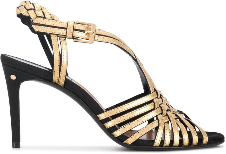 metallic mid heel shoes