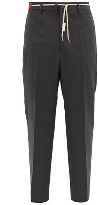 Marni Waist-tie High-rise Wool Trousers - Dark Grey