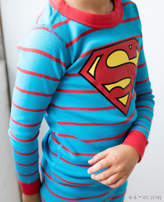 Thumbnail for your product : Hanna Andersson JUSTICE LEAGUE SUPERMAN Long John Pajamas In Organic Cotton
