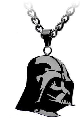 Star Wars Licensed IP Stainless Steel Curb Chain Etched Darth Vader Pendant Necklace 22 Inches