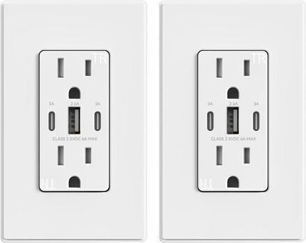 Fahint ELEGRP USB Outlets, 30W 6.0 Amp USB C Outlets Receptacles, 3-Port USB Wall Outlet, 15 Amp Tamper-Resistant Outlet with 2 USB C Ports, UL Listed,...