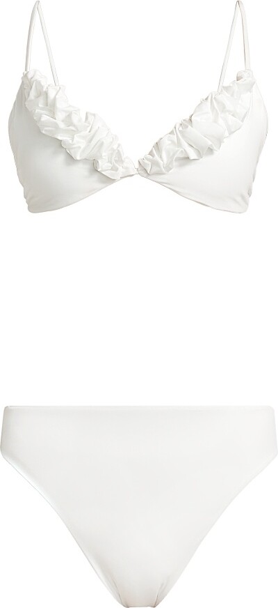 Maygel Coronel Women's Krassi Ruffled-Trim Bikini - Off White - Size 2