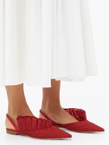 Thumbnail for your product : Andrea Mondin - Odette Embroidered-ruffle Slingback Sandals - Red